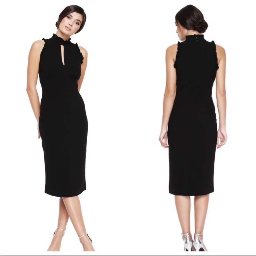 Shoshanna Giana Dress Sz 6 Black Sleeveless Sheath Knee Length Career